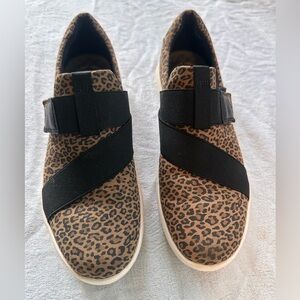 Clarks Leopard Print Sneakers with Black Straps
